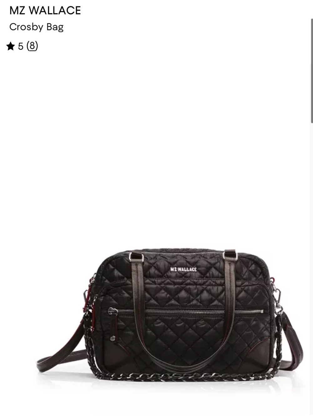 MZ Wallace Black Quilted Crosby Bag